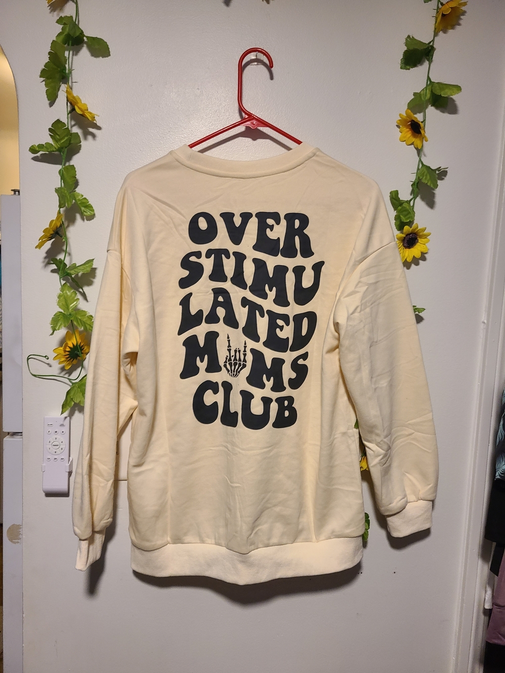 Nwot cream-colored crewneck sweatshirt Over Stimulated Moms Club